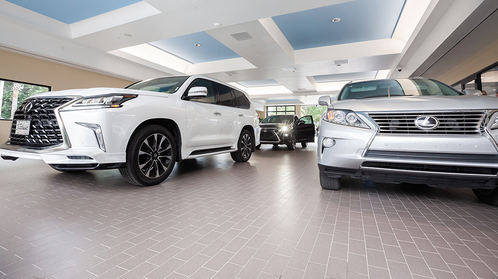 Service area flooring at Lexus auto dealership 