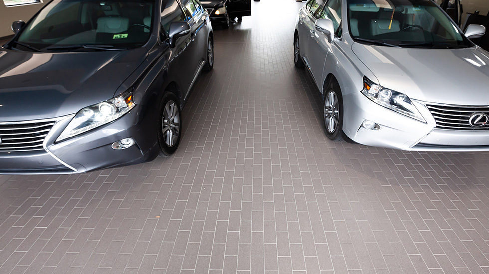 Service area flooring at Lexus auto dealership 