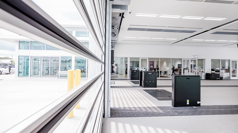 Service area flooring at BMW auto dealership