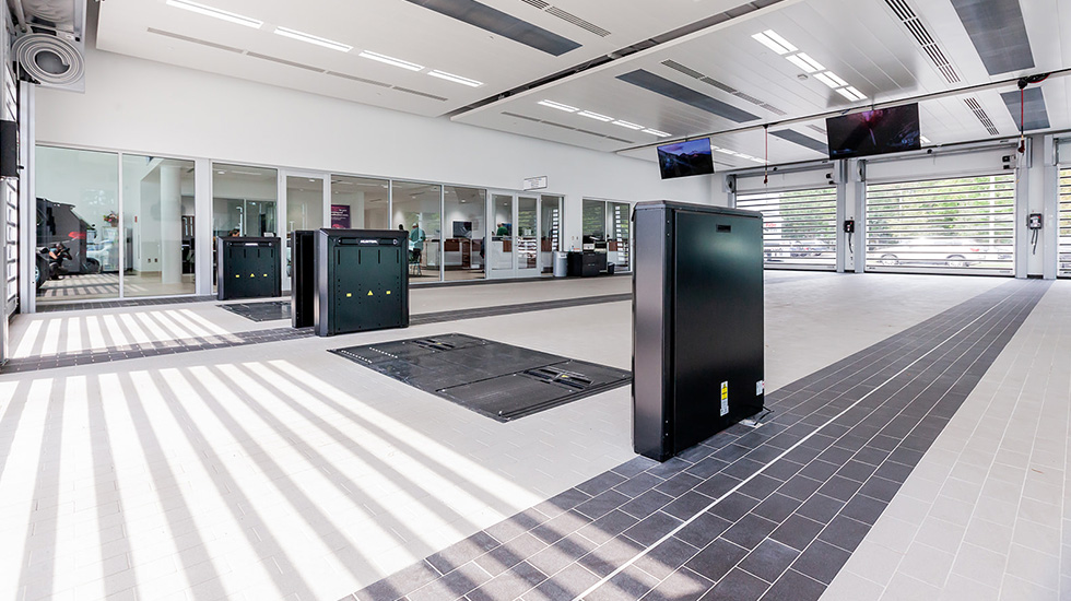Service area flooring at BMW auto dealership