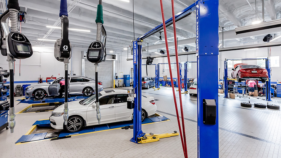 Service area flooring at Honda auto dealership