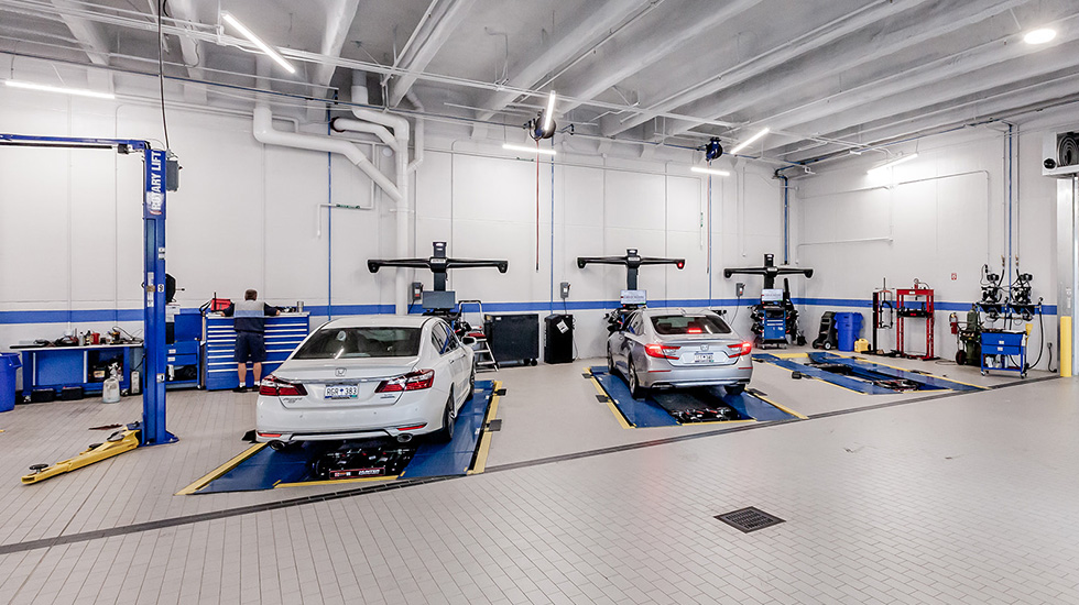 Service area flooring at Honda auto dealership