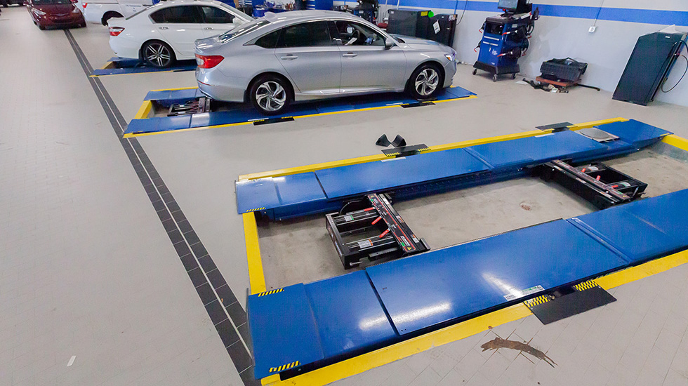 Service area flooring at Honda auto dealership