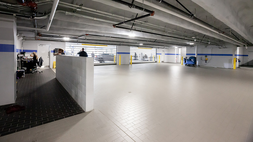 Service area flooring at Honda auto dealership
