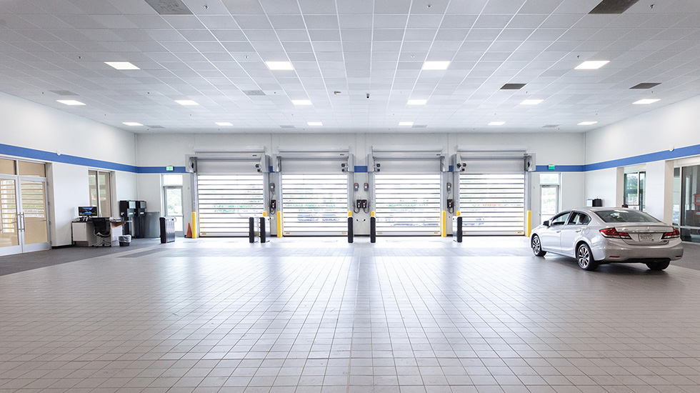 Service area flooring at Honda auto dealership