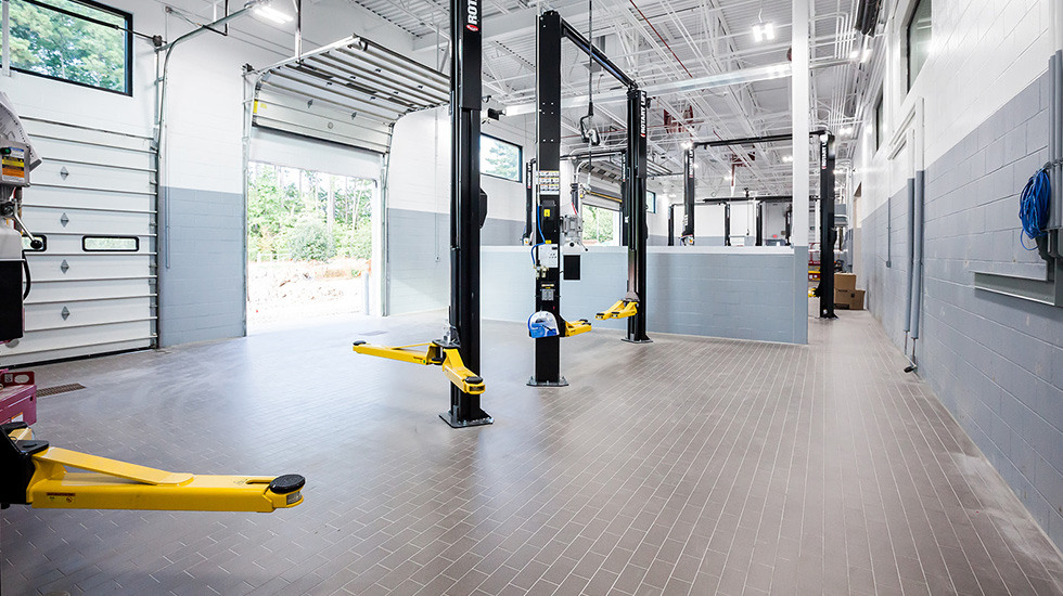 Service area flooring at Porsche auto dealership