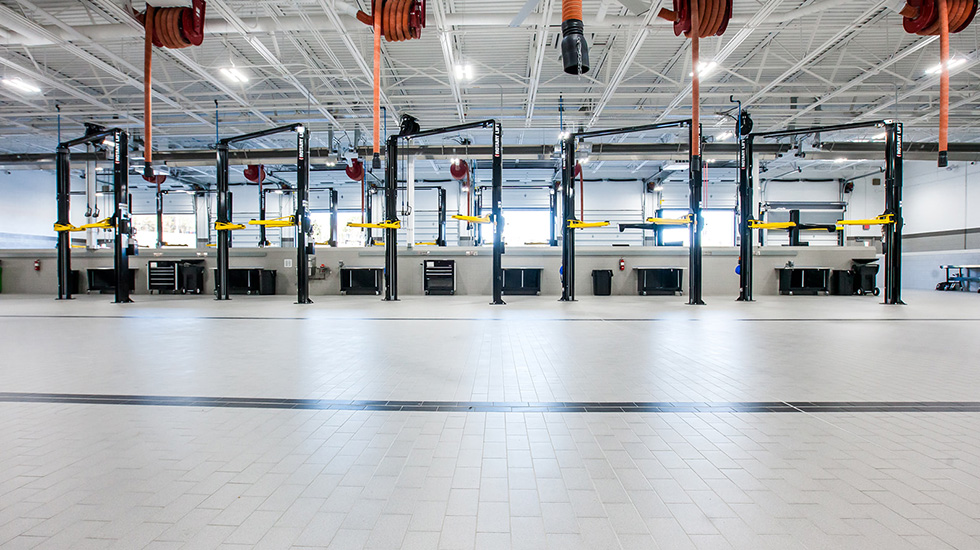 flooring at Land Rover auto dealership