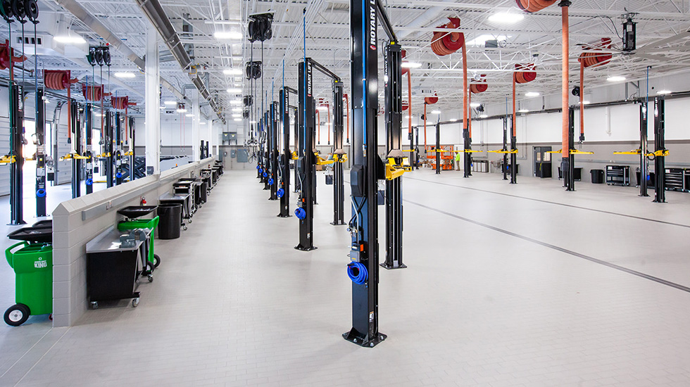 Service area flooring at Jaguar auto dealership