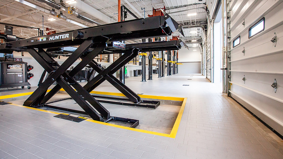 Service area flooring at Jaguar auto dealership