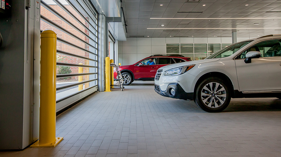 flooring at Subaru auto dealership