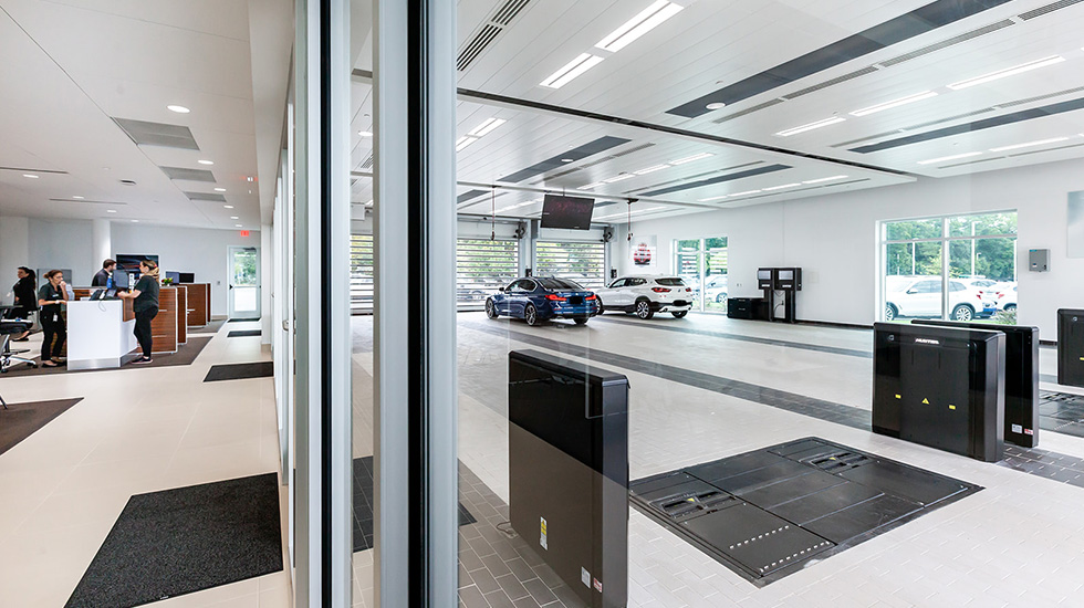 flooring at BMW auto dealership