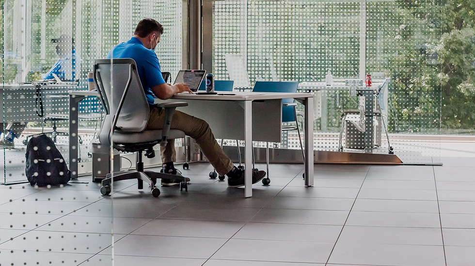 showroom flooring at Subaru auto dealership