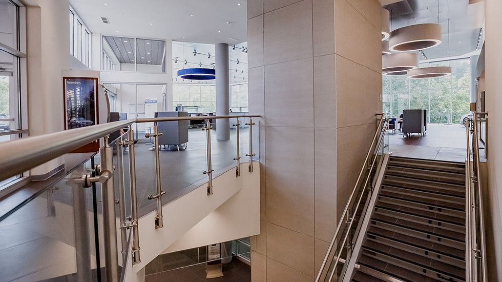showroom flooring at Subaru auto dealership