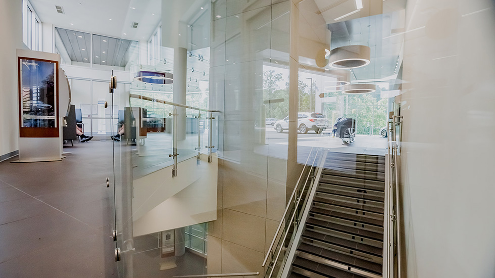 showroom flooring at Subaru auto dealership