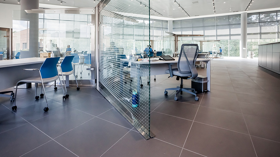 showroom flooring at Subaru auto dealership