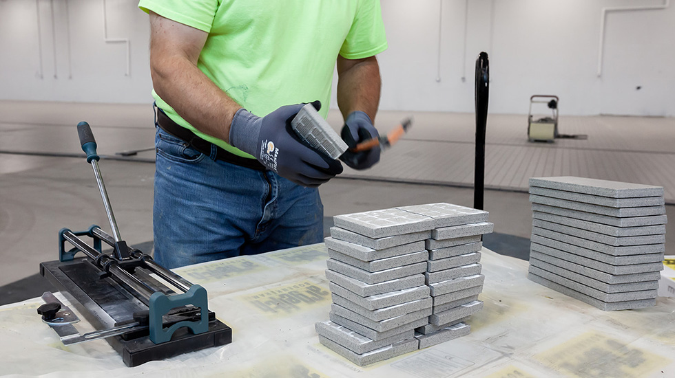 installation of flooring at auto dealership