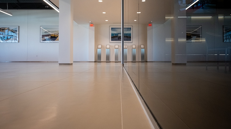 car showroom flooring at Ferrari auto dealership