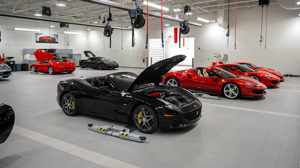 car showroom flooring at Ferrari auto dealership