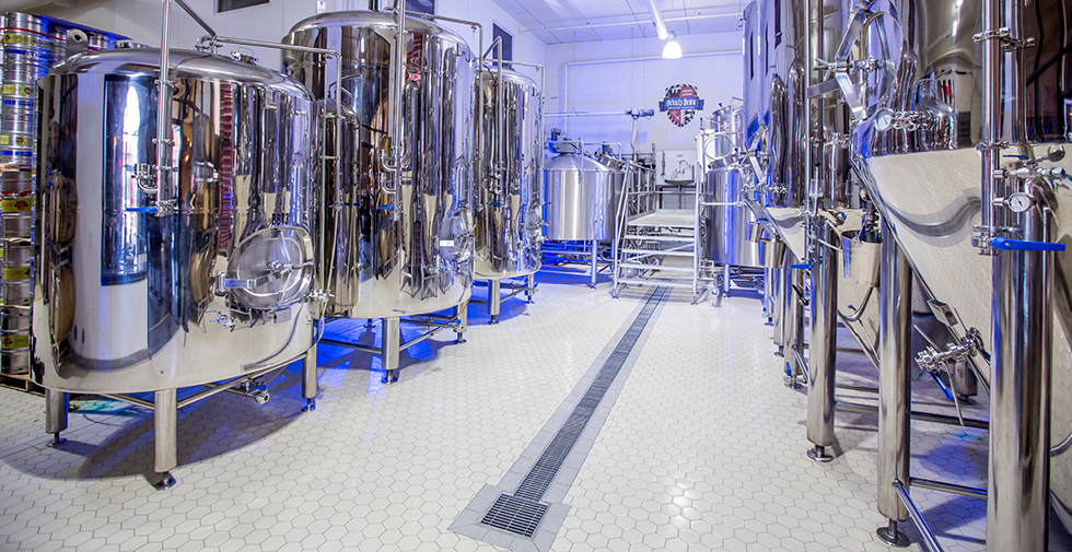 industrial tile flooring at a brewery