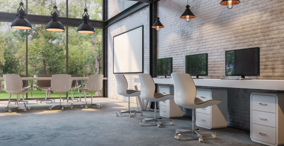commercial concrete flooring in office space