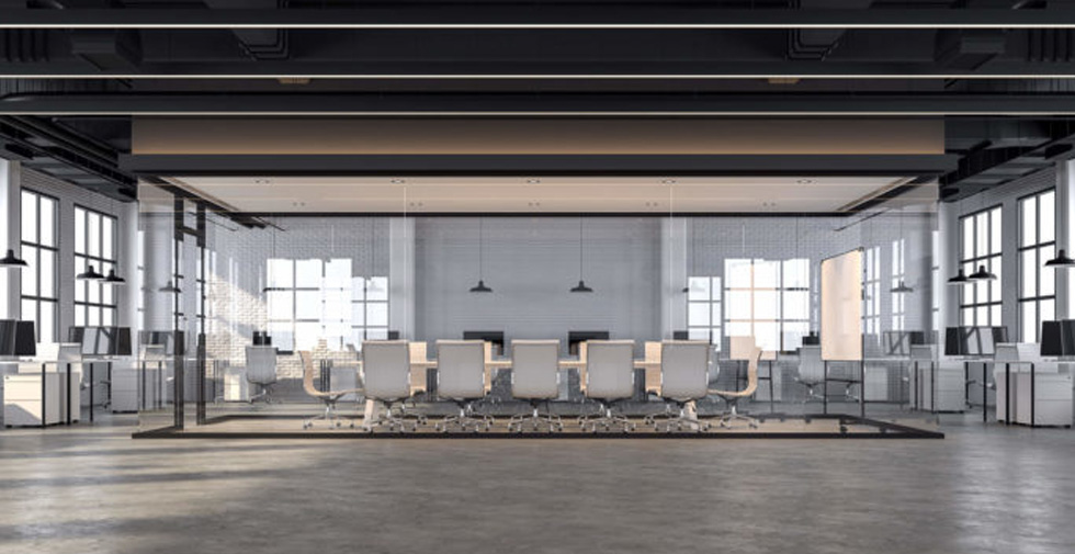 commercial concrete flooring in office space