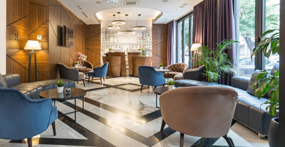 natural stone commercial flooring in lobby