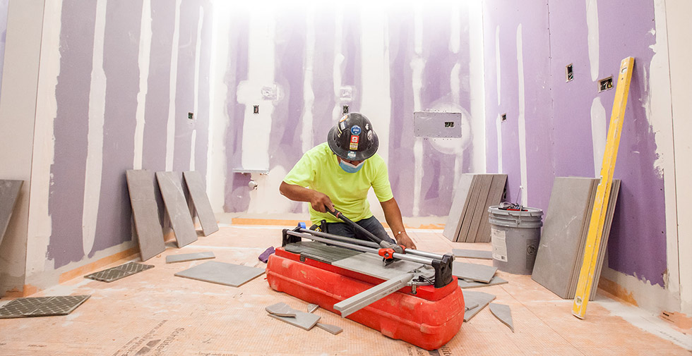commercial tile flooring in office space