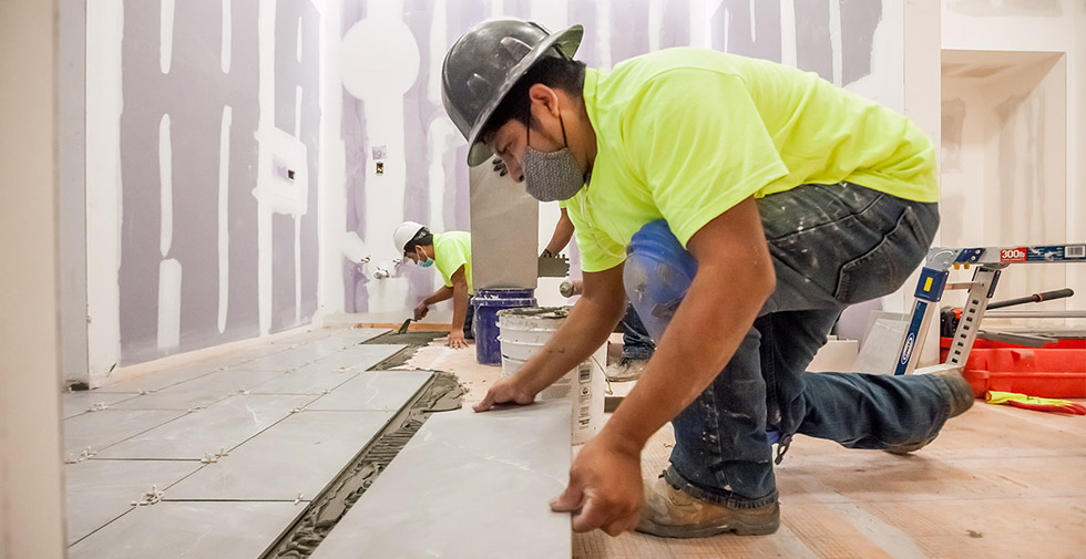 commercial tile flooring in office space