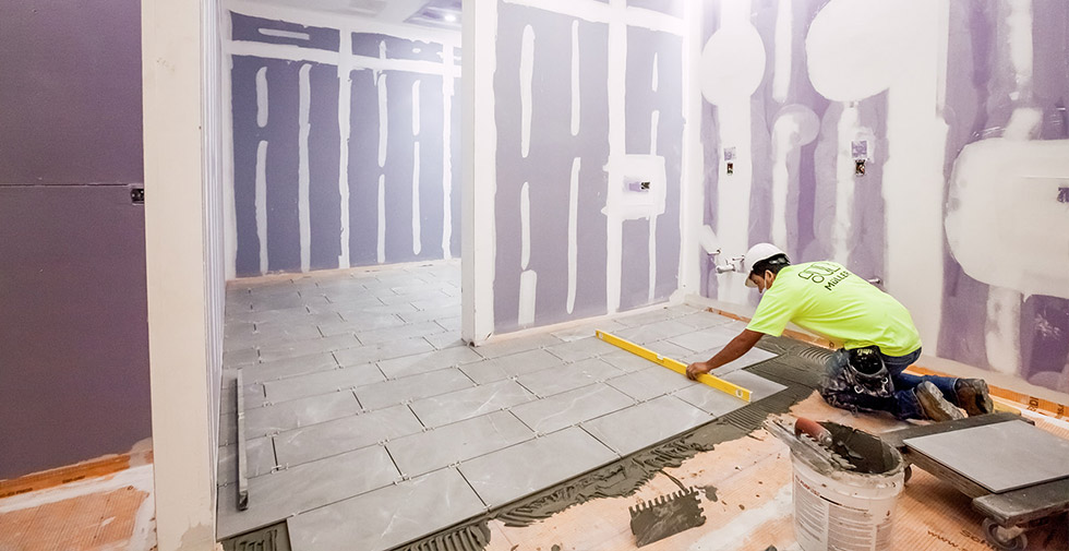 commercial tile flooring in office space