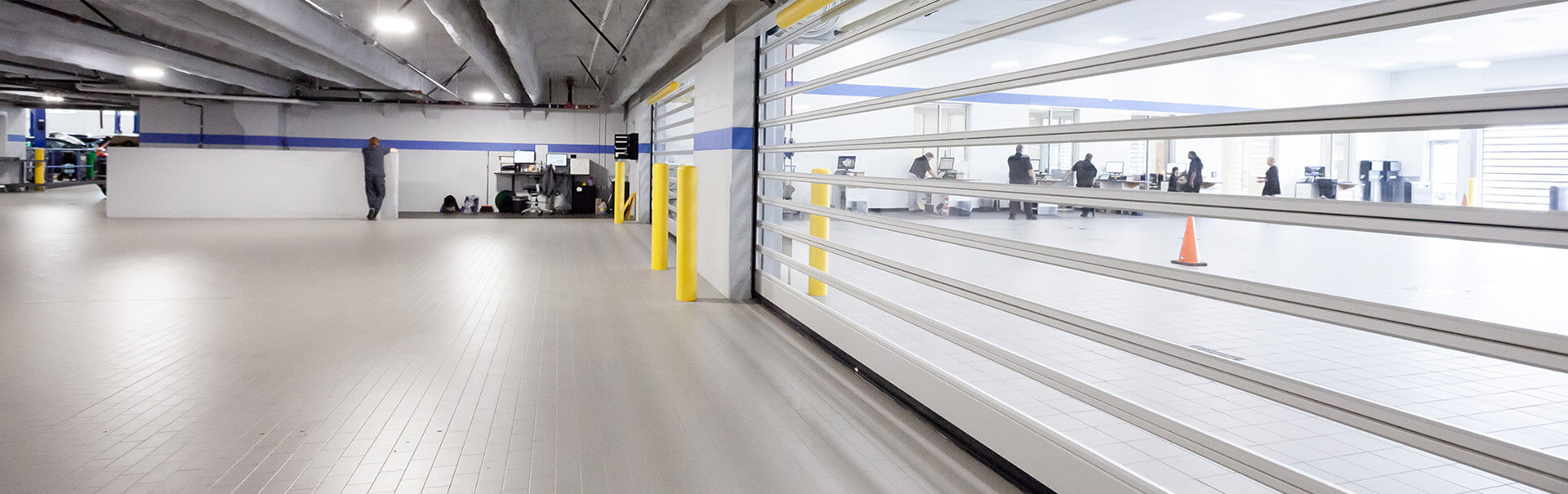flooring at a high-end car dealership service area