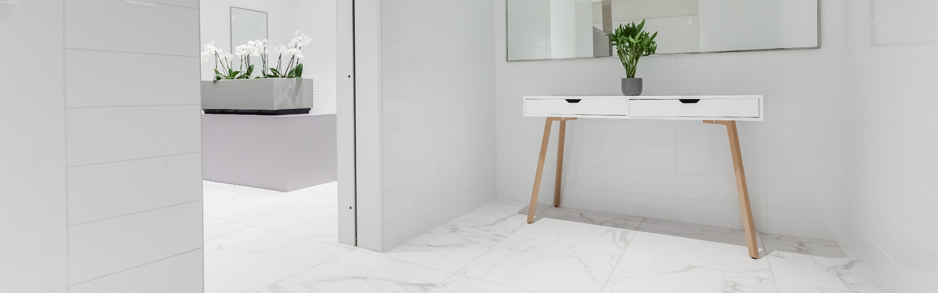 commercial tile flooring in bathroom