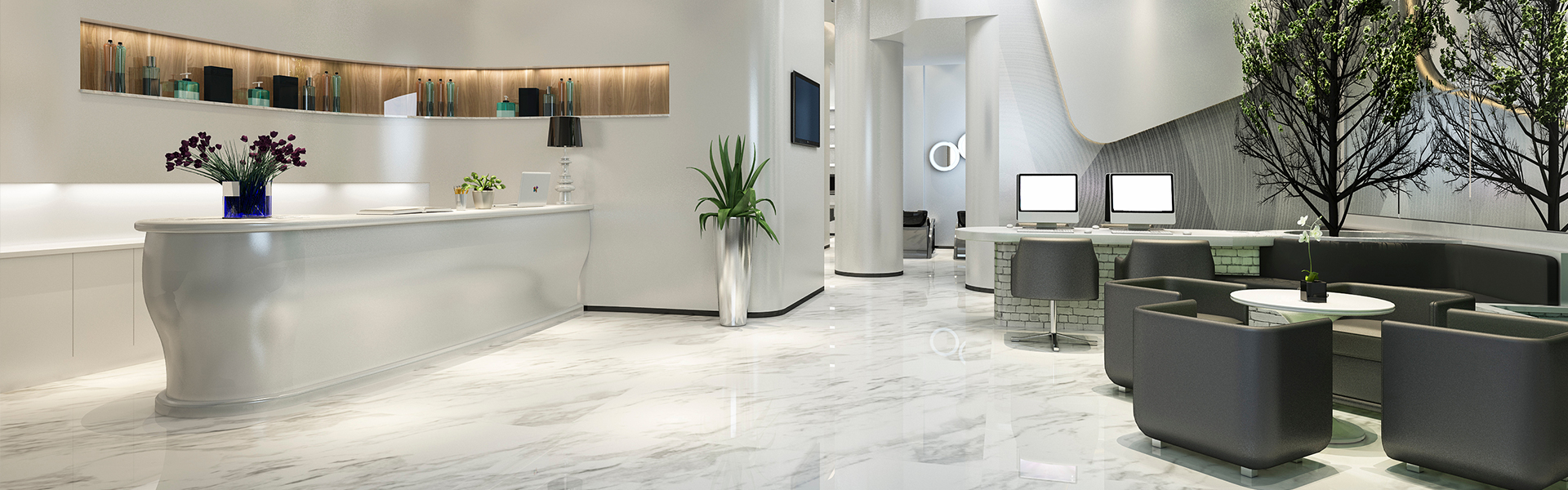 commercial tile flooring in lobby